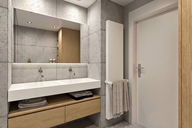 beton w białej łazience