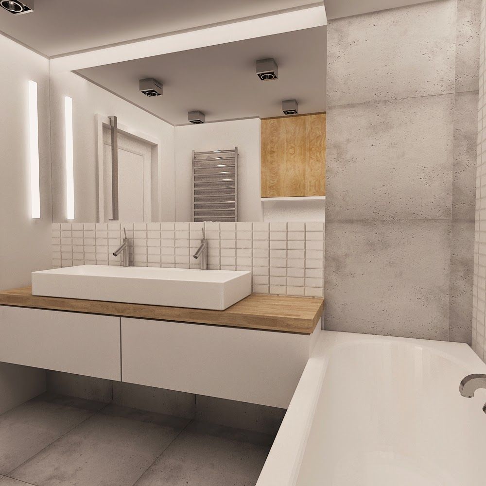 beton architektoniczny w jasnej łazience